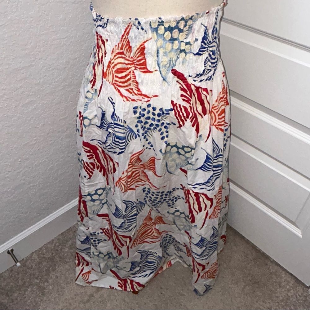 LOFT Angel Fish Print Smocked Skirt